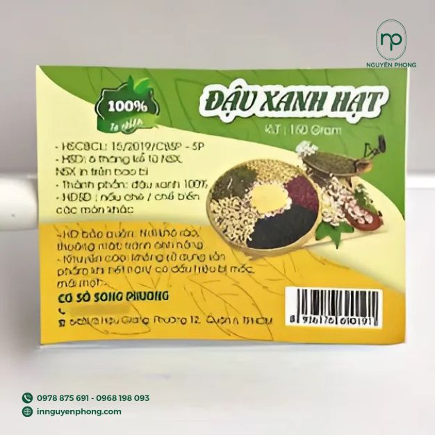 mẫu tem nhãn đậu xanh hạt đẹp